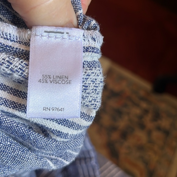 J Jill XL Linen blend Striped Wide Leg Crop Pants with side button detail - Picture 6 of 8